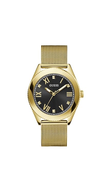 Guess Mens 44 mm Noble Black Dial Stainless Steel Analog Watch - GW0495G2