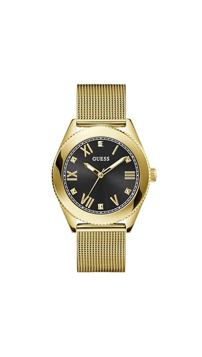 Guess Mens 44 mm Noble Black Dial Stainless Steel Analog Watch - GW0495G2