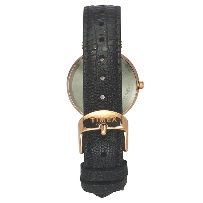 Timex Fashion Women Quartz Black Dial Analog Leather Watch TWEL19203