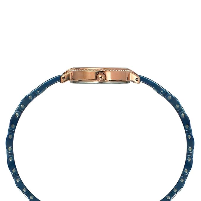 TIMEX Analog Watch for Women with Mother of Pearl Blue Round Dial & Blue Ceramic Bracelet Band Water Resistant Women's Wrist Watches - TWEL15702