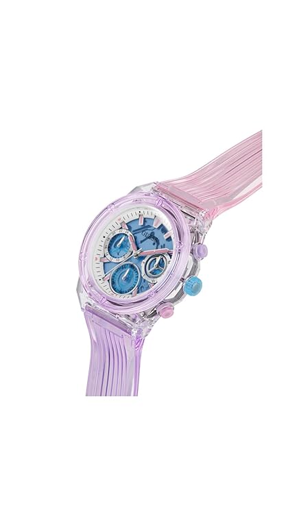 GUESS Athena Analog Watch for Women with Blue Round Dial & Multicolor Polyurethane Strap Band Water Resistant Women's Wrist Watches - GW0438L6