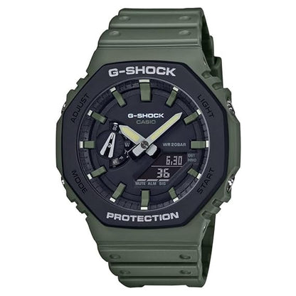 Casio G-Shock GA-2110SU-3ADR Black & Green Analog-Digital Dial Green Resin Strap Men's Watch Shock And 200M Water Resistant G1065