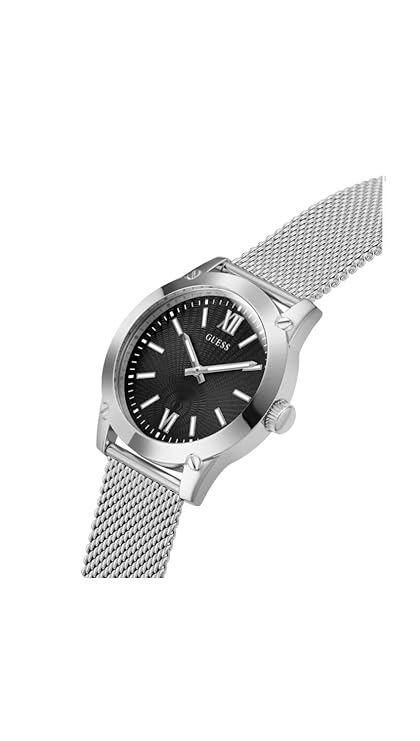 GUESS Men Black Round Stainless Steel Dial Analog Watch- GW0629G1