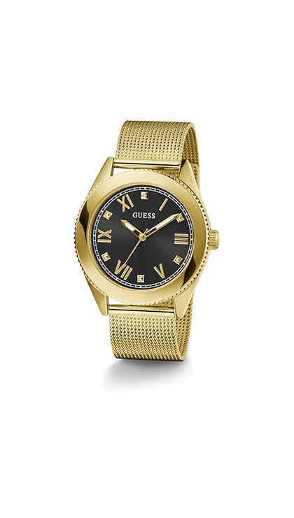 Guess Mens 44 mm Noble Black Dial Stainless Steel Analog Watch - GW0495G2