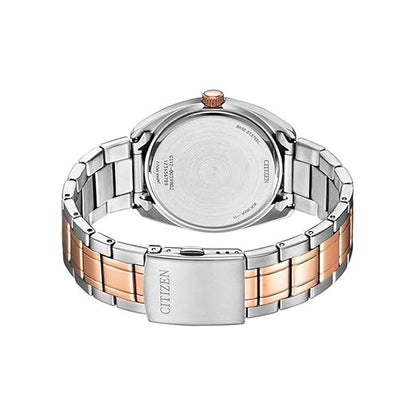 Citizen Quartz Wine Red Sun Ray Dial Silver Stainless Steel and Rose Gold Men Watch -  BI510457X