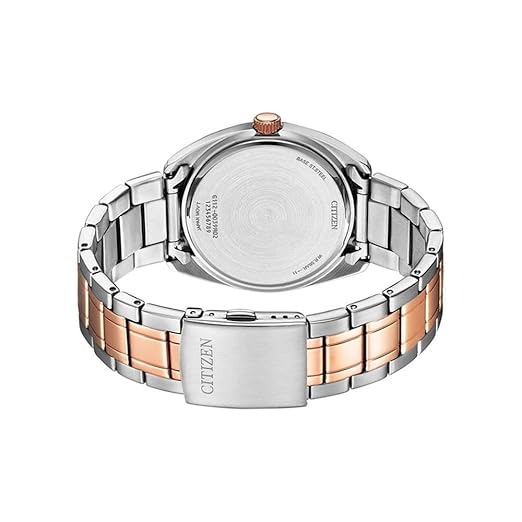 Citizen Quartz Wine Red Sun Ray Dial Silver Stainless Steel and Rose Gold Men Watch -  BI510457X