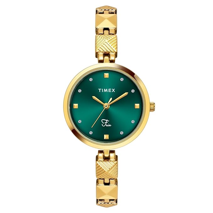 TIMEX Fria Women Quartz Teal Dial Analog Brass Watch TWEL18308