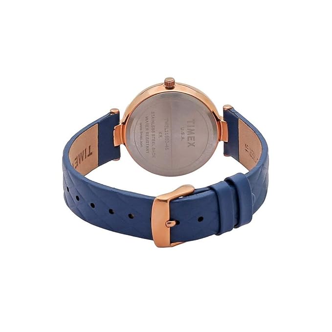 TIMEX Analog Watch for Women with Blue Round Dial & Blue Leather Strap TWEL11803
