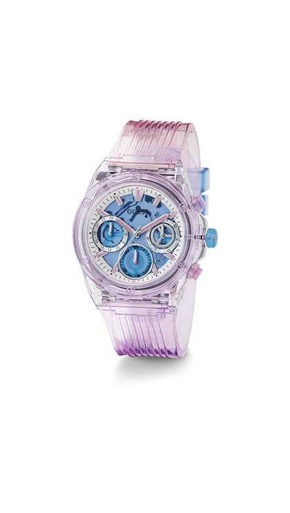 GUESS Athena Analog Watch for Women with Blue Round Dial & Multicolor Polyurethane Strap Band Water Resistant Women's Wrist Watches - GW0438L6