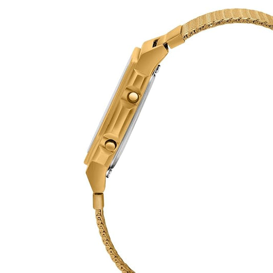 Casio Unisex Vintage A1000MGA-5DF Black Digital Dial Gold Stainless Steel Mesh Band D277