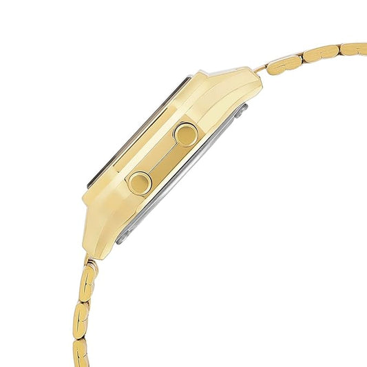 Casio Vintage LA680WGA-9DF Digital Gold Dial Women Watch Gold Stainless Steel Strap (D345)