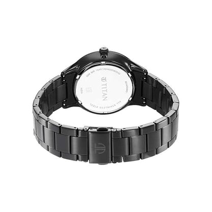 Titan Quartz World Time with Date Black Dial Black Stainless Steel Strap Watch for Men - NT90145NM01