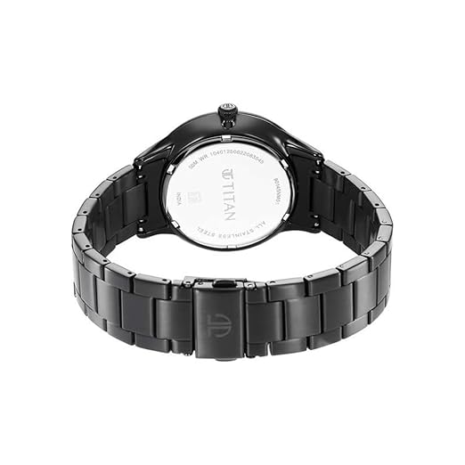 Titan Quartz World Time with Date Black Dial Black Stainless Steel Strap Watch for Men - NT90145NM01