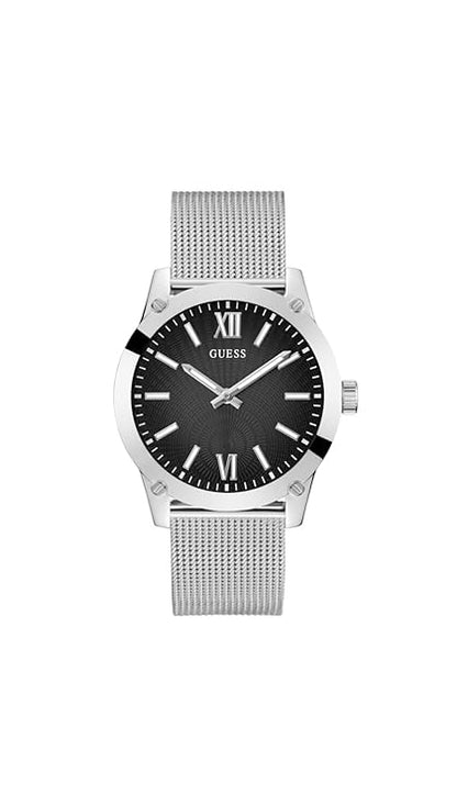 GUESS Men Black Round Stainless Steel Dial Analog Watch- GW0629G1