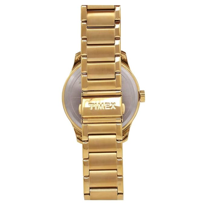 TIMEX Empera Analog Watch for Man with Black Round Dial & Gold Stainless Steel Bracelet Band Water Resistant Men's Wrist Watches - TW0TG7603