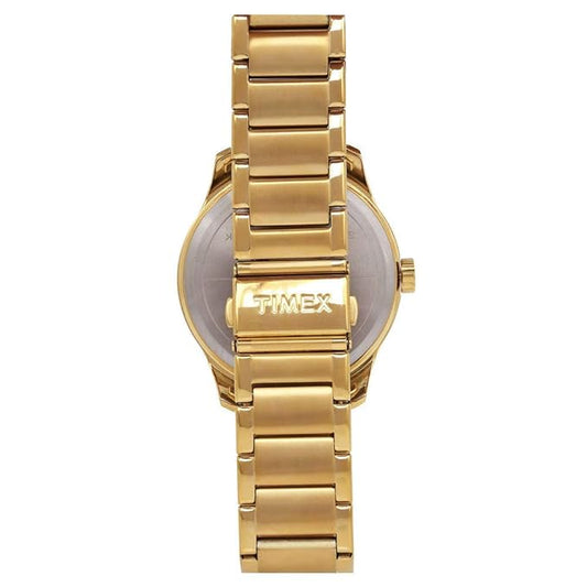 TIMEX Empera Analog Watch for Man with Black Round Dial & Gold Stainless Steel Bracelet Band Water Resistant Men's Wrist Watches - TW0TG7603