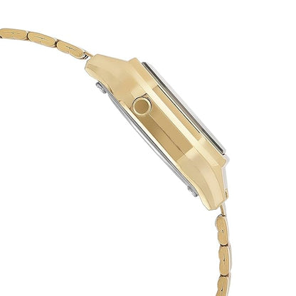 Casio Vintage LA680WGA-1DF Digital Black Dial Women Watch Gold Stainless Steel Strap (D344)