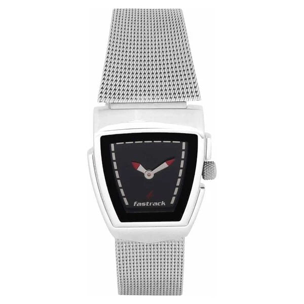 Fastrack Quartz Analog Black Dial Stainless Steel Strap Watch for Girls NF6021SM01