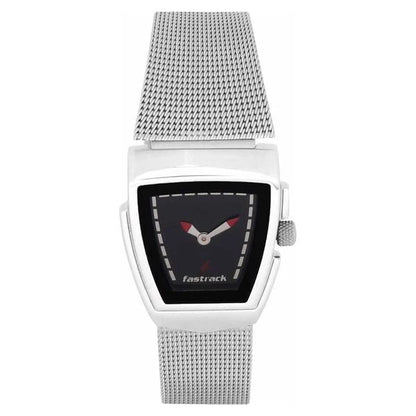 Fastrack Quartz Analog Black Dial Stainless Steel Strap Watch for Girls NF6021SM01