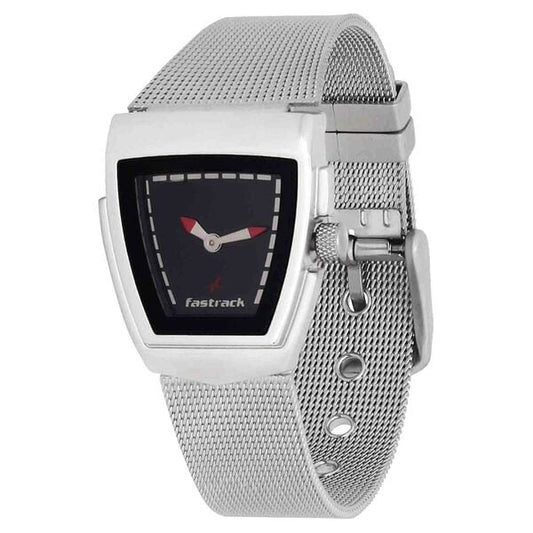 Fastrack Quartz Analog Black Dial Stainless Steel Strap Watch for Girls NF6021SM01