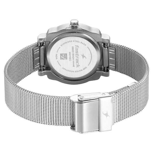 Fastrack Quartz Analog Silver Dial Stainless Steel Strap Watch for Girls NN6027SM01