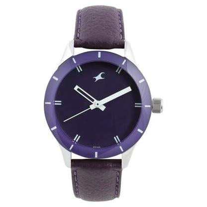 Fastrack Quartz Analog Purple Dial Leather Strap Watch for Girls NN6078SL05