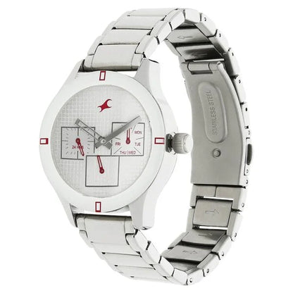 Fastrack Quartz Multifunction Silver Dial Stainless Steel Strap Watch for Girls 6078SM08