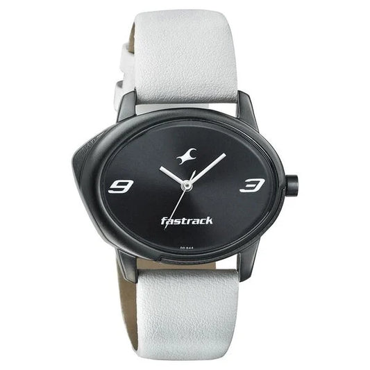 Fastrack Quartz Analog Black Dial Leather Strap Watch for Girls 6098NL03