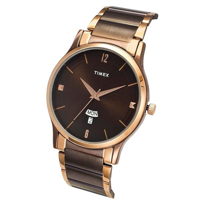 TIMEX Fashion Men Quartz Brown Dial Analog Stainless Steel Watch TW000R464
