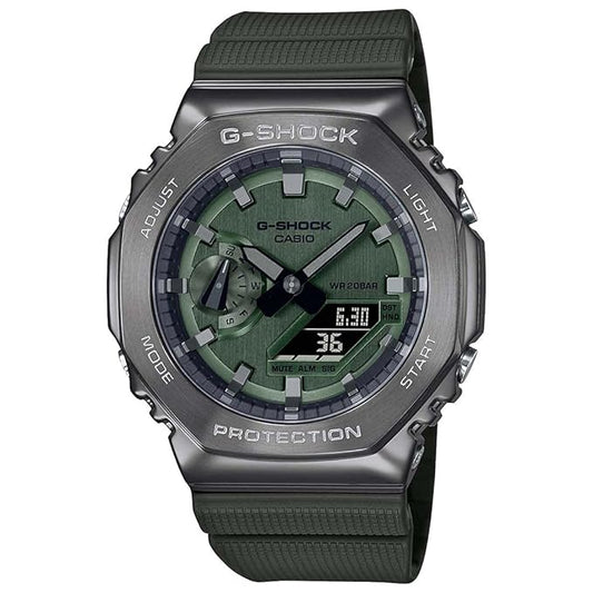 Casio G-Shock GM-2100B-3ADR Dark Grey IP Green Analog-Digital Dial Green Resin Strap Men's Watch Shock and 200M Water Resistant G1160