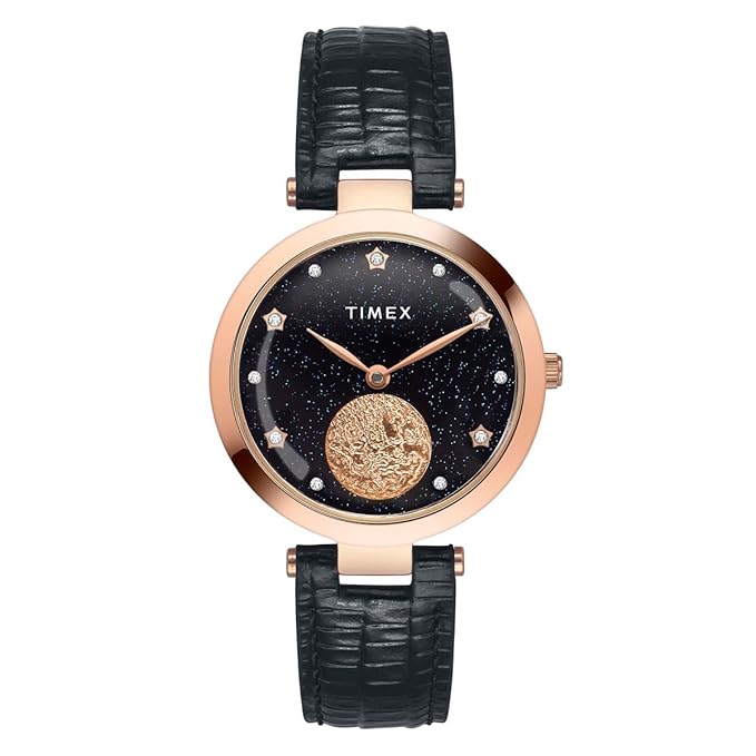 Timex Fashion Women Quartz Black Dial Analog Leather Watch TWEL19203