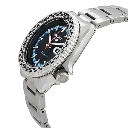 Seiko Stainless Steel Men 5 Sports Analogue Watch 'Checker Flag' Special Edition-Srpk67K1, Multi-Color Dial, Bandcolor-Silver