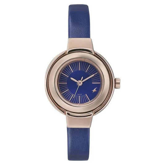 Fastrack Quartz Analog Blue Dial Leather Strap Watch for Girls 6113WL01