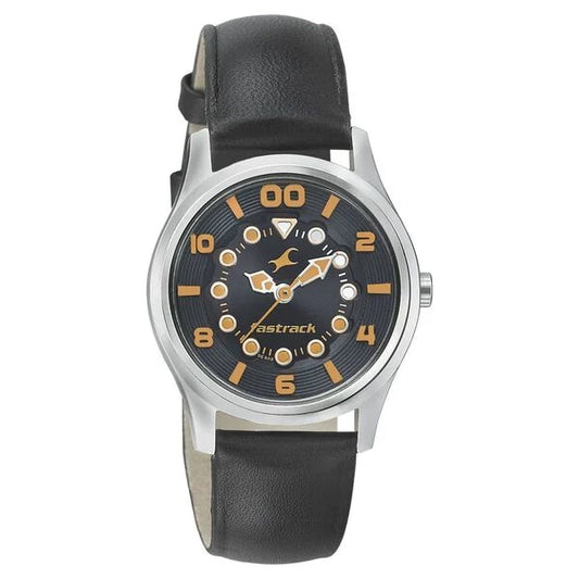 Fastrack Quartz Analog Black Dial Leather Strap Watch for Girls 6116SL02