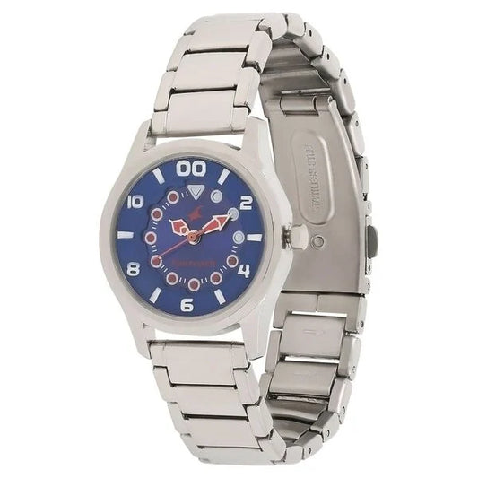 Fastrack Quartz Analog Blue Dial Stainless Steel Strap Watch for Girls 6116SM01