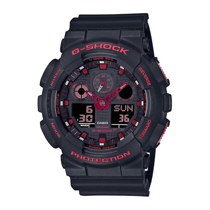 Casio Men Leather G-Shock AnalogDigital Black Dial Ga-100Bnr-1Adr (G1310), Band Color-Black