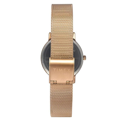 TIMEX Analog Watch for Women with Mother of Pearl Rose Gold Round Dial TWEL15607