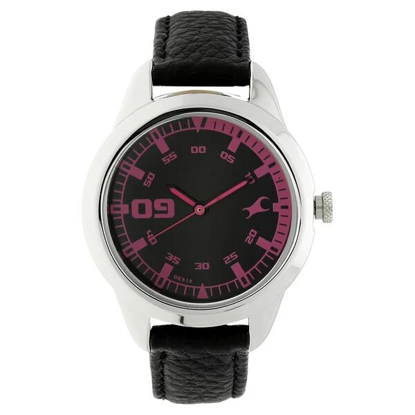 Fastrack Quartz Analog Black Dial Leather Strap Watch for Girls 6129SL02