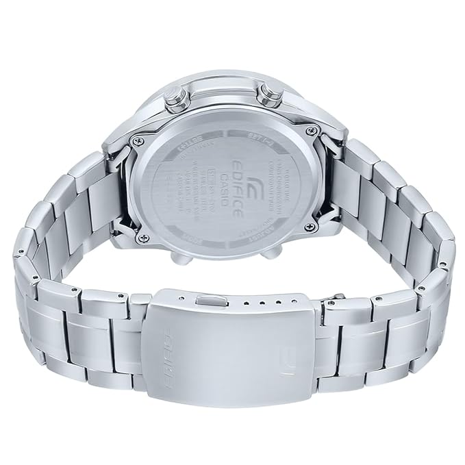 Casio Edifice EFV-C100D-1AVDF Black Analog-Digital Dial Silver Stainless Steel Band Men's Watch World Time 100M Water Resistant EX438