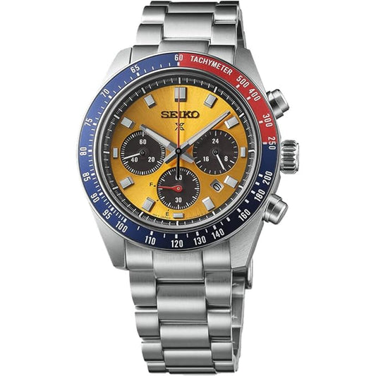 SEIKO Men's SSC947P1 Prospex Speedtimer Watch, Yellow, Modern
