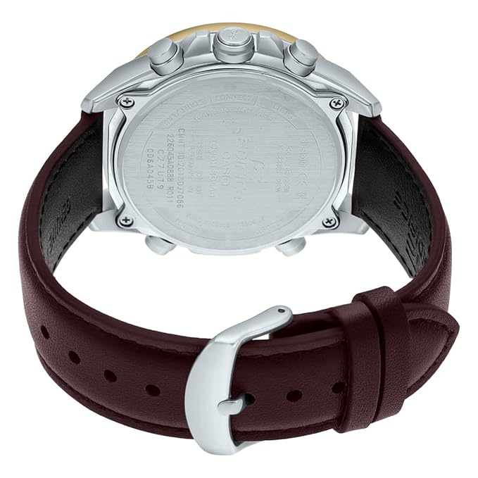 Casio Edifice ECB-900GL-1ADR Gray Analog-Digital Dial Brown Leather Band Men's Watch Smartphone Link Tough Solar EX530