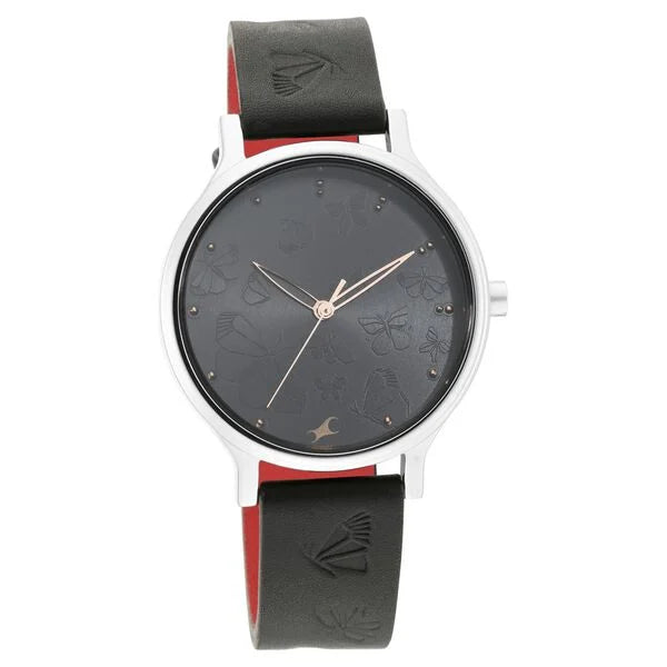 Fastrack I Love Me Quartz Analog Black Dial Leather Strap Watch for Girls NR6189SL01