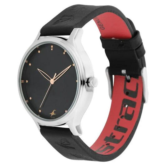 Fastrack I Love Me Quartz Analog Black Dial Leather Strap Watch for Girls NR6189SL01