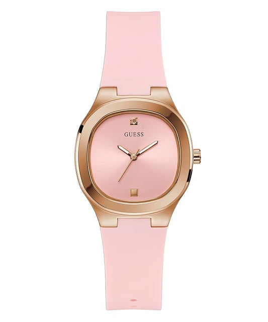 GUESS Silicone Women Pink Analog Square Dial Watch- Gw0658L2, Pink Band