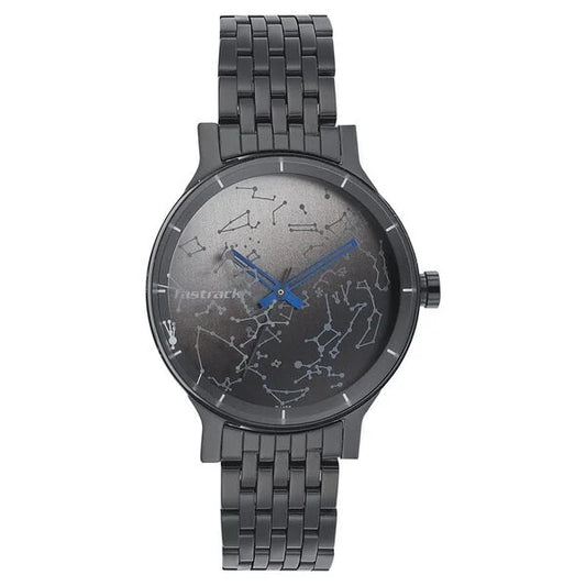 Fastrack Space Rover Quartz Analog Black Dial Stainless Steel Strap Watch for Girls NP6192NM01