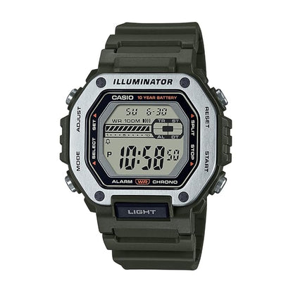 Casio Resin Digital Green Dial Men Watch-Mwd-110H-3Avdf, Green Band