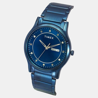 TIMEX Men's Blue Round Analog Stainless Steel Watch TW000R458