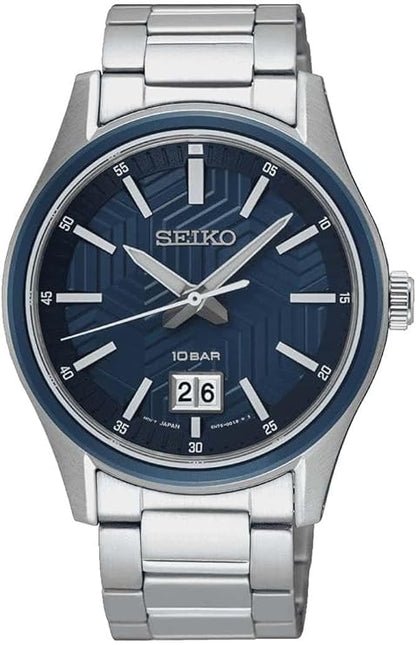 Seiko Stainless Steel Classic Quartz Men's Analogue Watch-Sur559P1, Silver