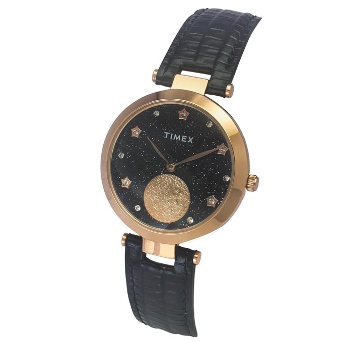 Timex Fashion Women Quartz Black Dial Analog Leather Watch TWEL19203