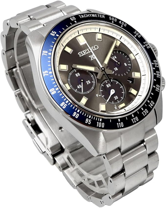 Seiko SSC939P1 Prospex Speedtimer, Solar Chronograph, Solar Chronograph, Men's Watch, Curved Sapphire Glass, Silver, Blue Bezel, Overseas Model